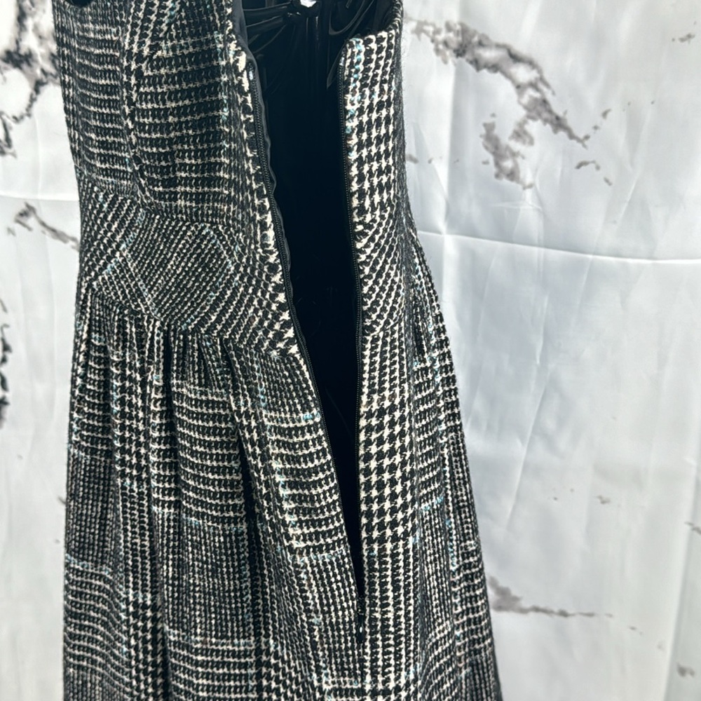 Zara Basic Plaid Jumper Houndstooth Wool Blend Midi Shift School Girl Academia - Picture 7 of 11